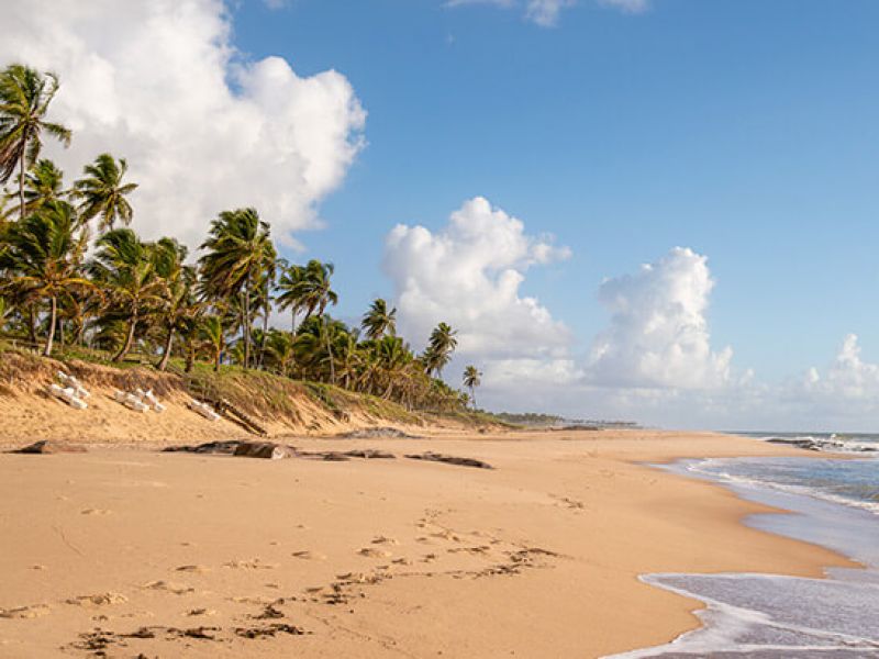 Imagem da orla de uma praia no Brasil