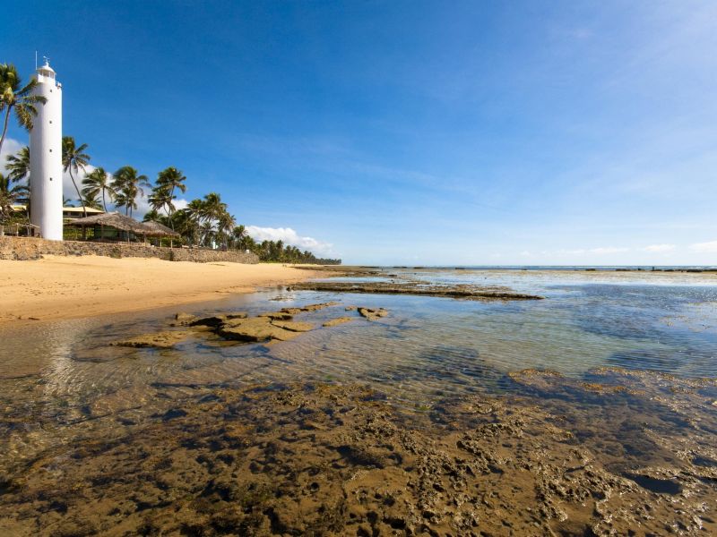 Vista da Praia do Forte, parte da Estrada do Côco, na Bahia.
